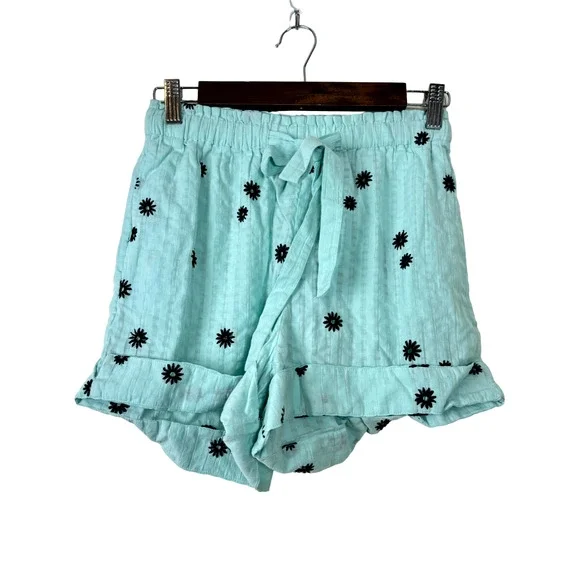 Tanya Taylor Blue Flora Shorts NWT Size XS